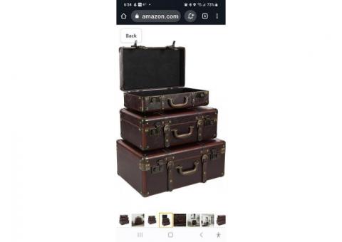 Leather wrapped 3 pc. Luggage set